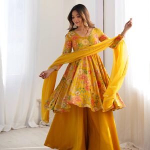 Pure Soft Roman Silk Kediya Kurta Palazzo Set for Women