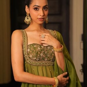 Elegant Mint Green Anarkali Sharara Set for Weddings & Celebrations